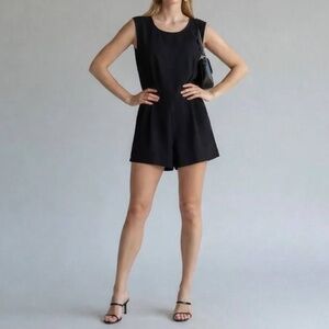 BISHOP + YOUNG Sleeveless Pleated Black Shorts Romper